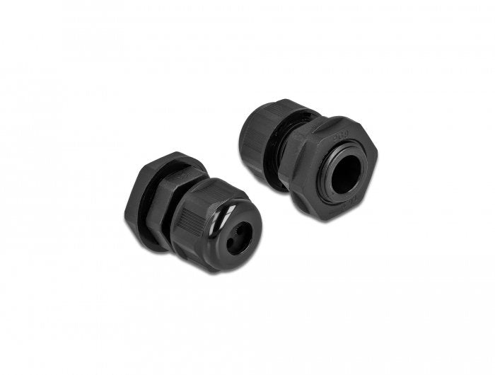Delock 60373 Prensaestopas Pg9 Para Cable Redondo Con Tres Entradas De Cable Negro 2 Piezas