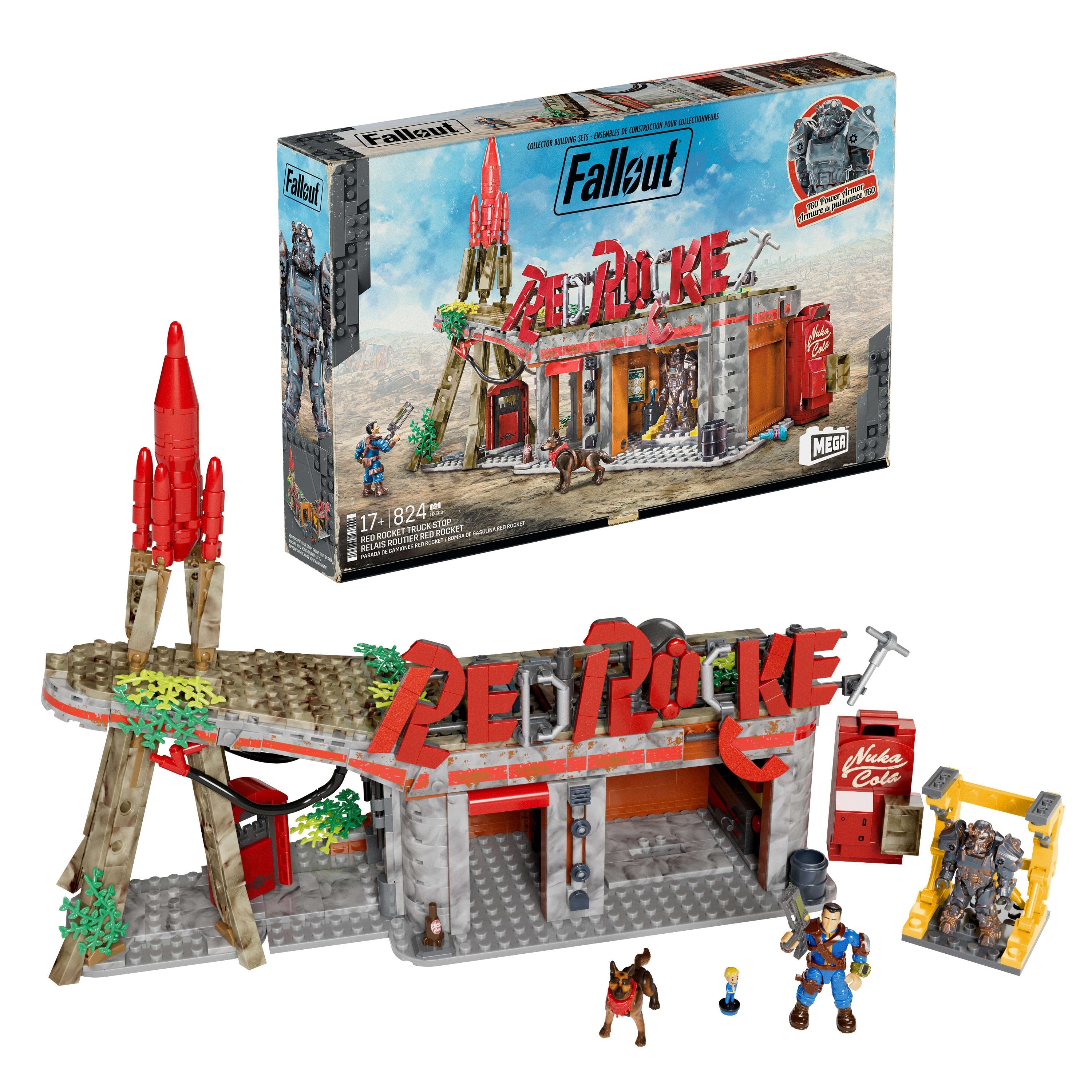 Mattel Mega Fallout Red Rocket Truck Stop, Juguete De Construcción   Hxt00