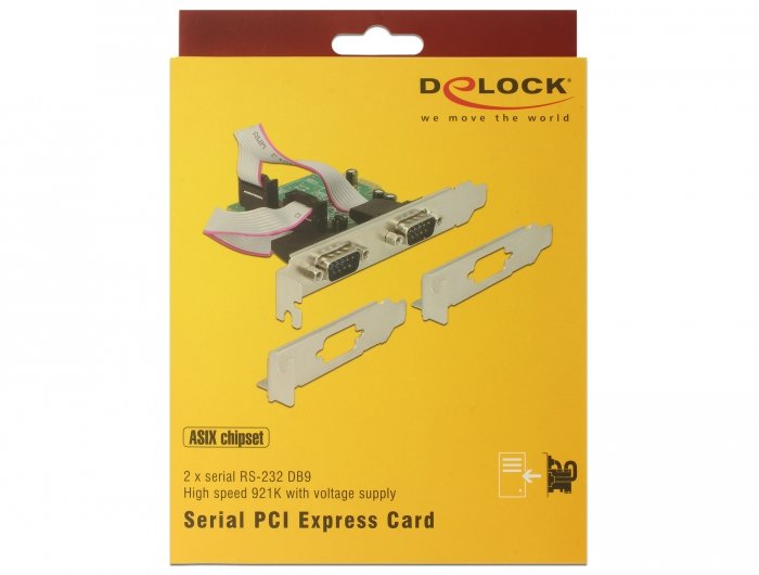 Delock Tarjeta Pci Express  2 X Serial Rs-232 De Alta Velocidad 921k Con Suministro De Voltaje