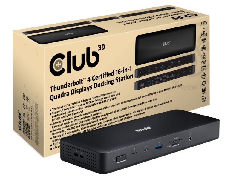 Club3d Thunderbolt4 16-In-1 Dockingmation 4 Displays M H Retail