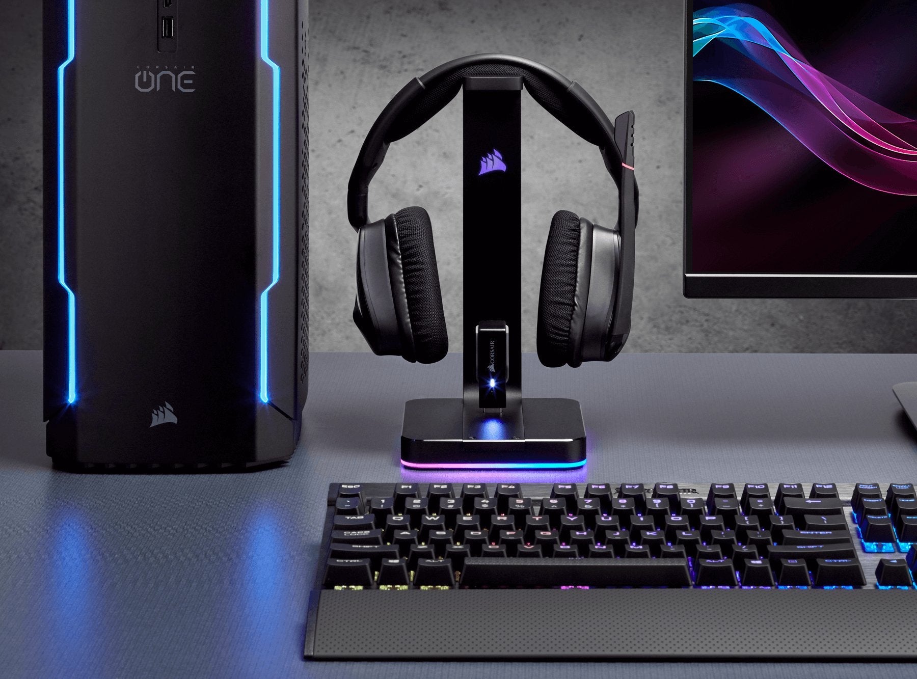 Soporte Auriculares Corsair Aluminio Rgb Y 7.1 Surround Sound Corsair St100 Rgb Premium, Auriculares, Interior, Negro, Respaldo