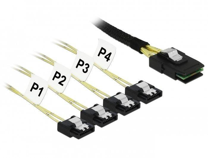 Delock Cable Mini Sas Sff-8087 > 4 X Sata 7 Pin 0,5 M Metall