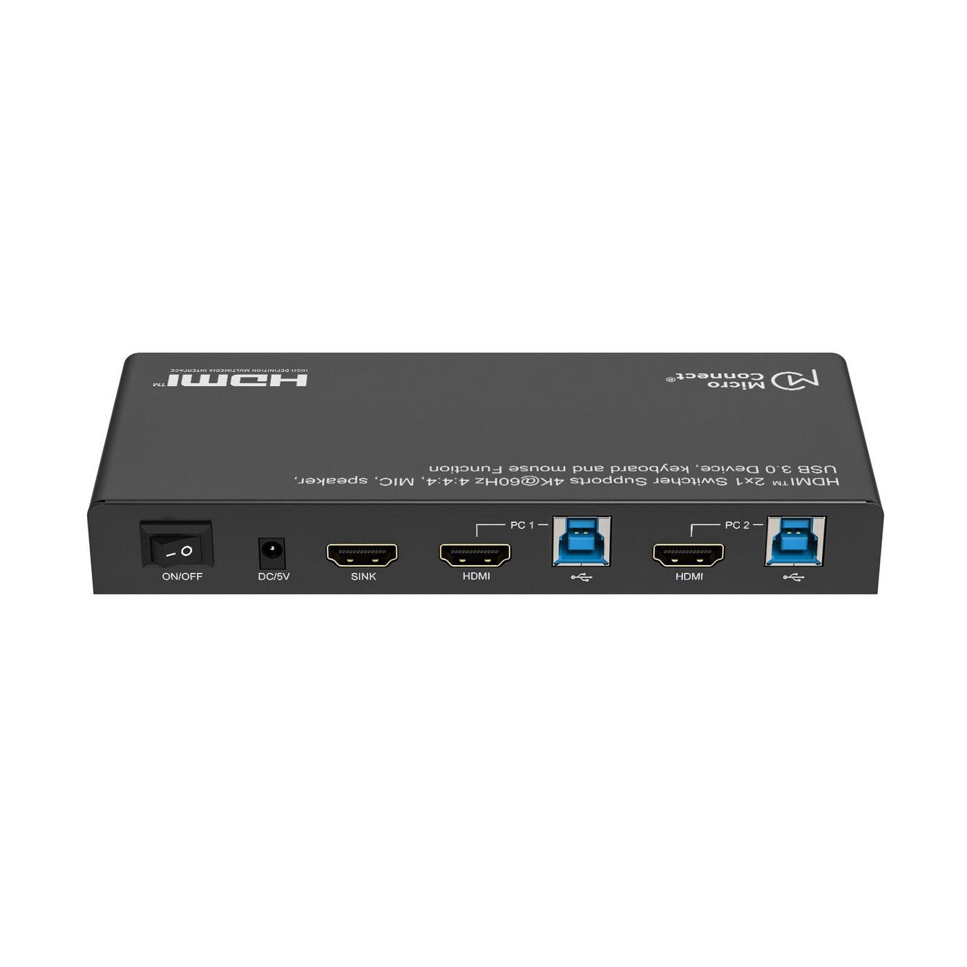 4k@60hz Hdmi Kvm Switch, 2x1  4:4:4, Usb 3.0