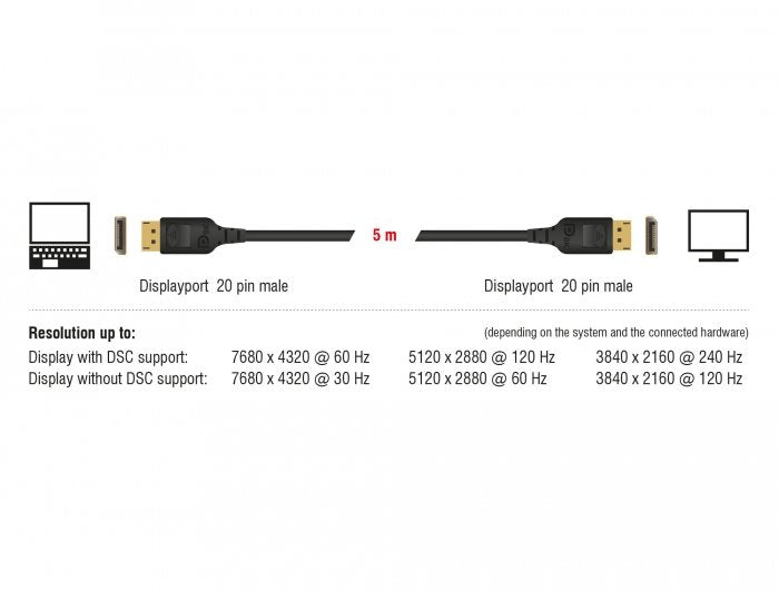 Delock Displayport Cable 8k 60 Hz 8k 5m