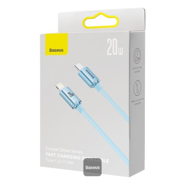 Baseus Type-C - Lightning Cable Crystal Shine Series Lightning Fast Charging Power Delivery 20w 1,2m Light Blue (Cajy001303)