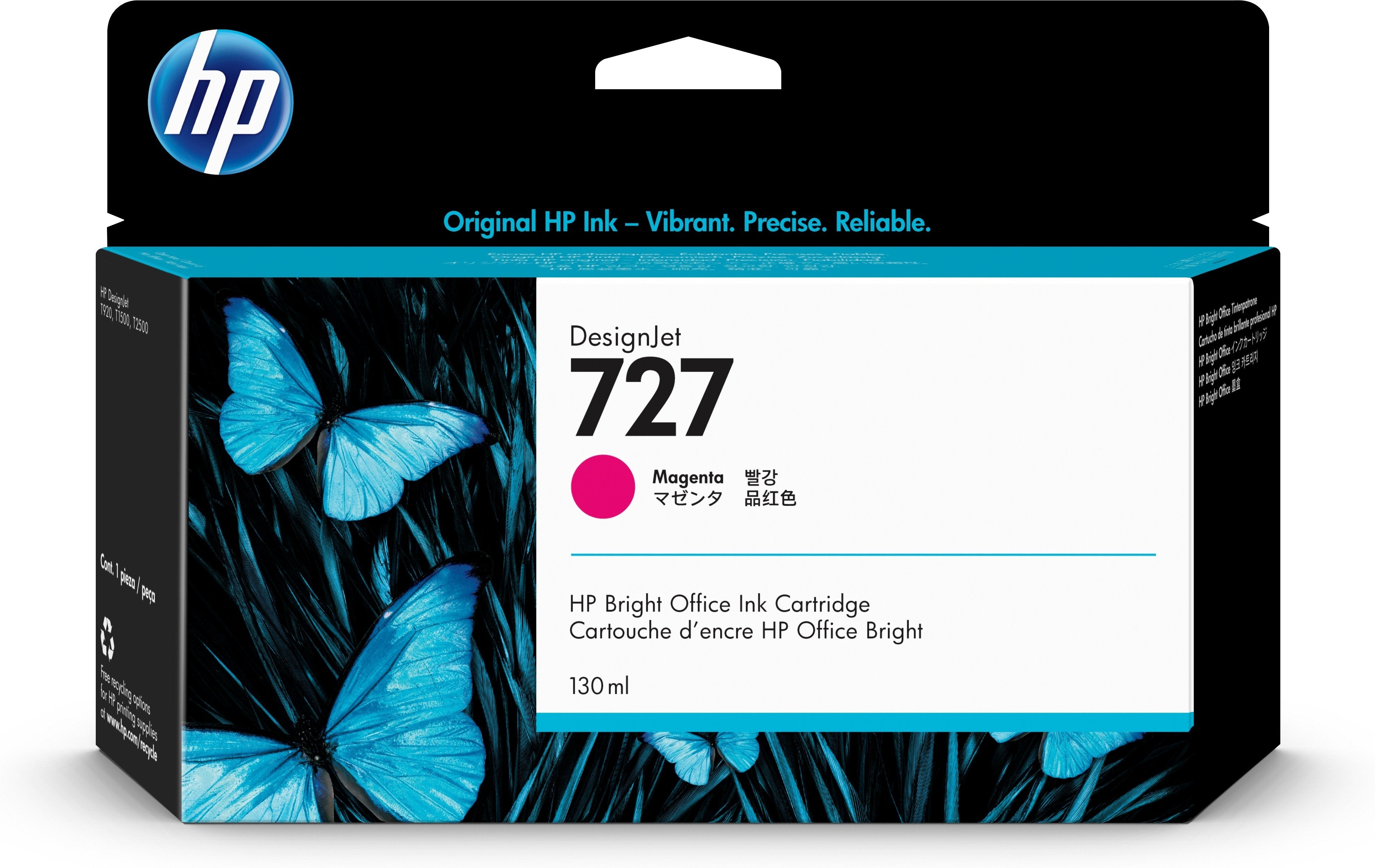 Tinta Original Hp Designjet Nº727 Magenta/130ml Cartucho De Tinta Designjet Hp 727 Magenta De 130 Ml