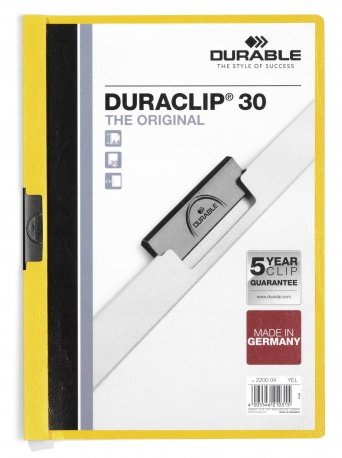 Durable Duraclip 30 Carpeta De Plastico Con Clip De Acero - Tamaño A4 - Capacidad Hasta 30 Hojas - Parte Posterior