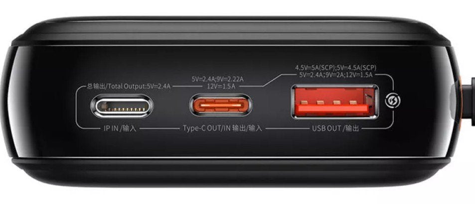 Baseus Power Bank 20000 Mah 22.5w Qpow Pro With Cable Type-C Built-In Black Ppqd060301