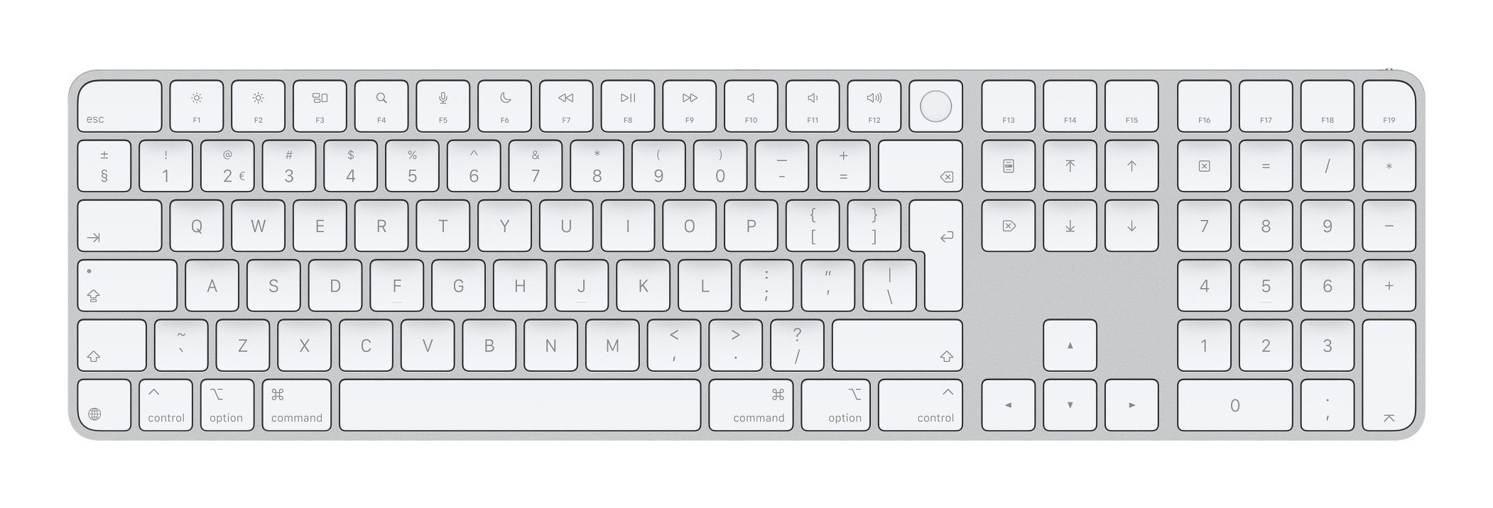 Apple Magic Keyboard Con Touch Id Y Teclado Numérico Plateado/Blanco, Diseño Nl, Para Modelos Mac Con Chip Apple Mxk73n/A