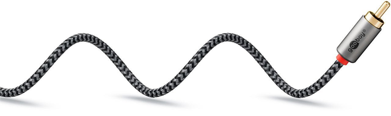 Cable  1,0m 3.5mm M (3-Pin, St) A 2xrca M Flexiplus Nylon Goobay