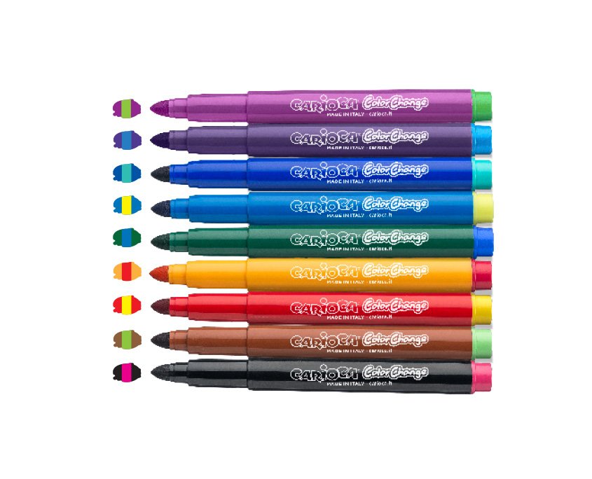 Carioca Color Change Pack De 10 Rotuladores - Tinta Magica Cambia De Color - Incluye Rotulador Magink Para Dos Colores