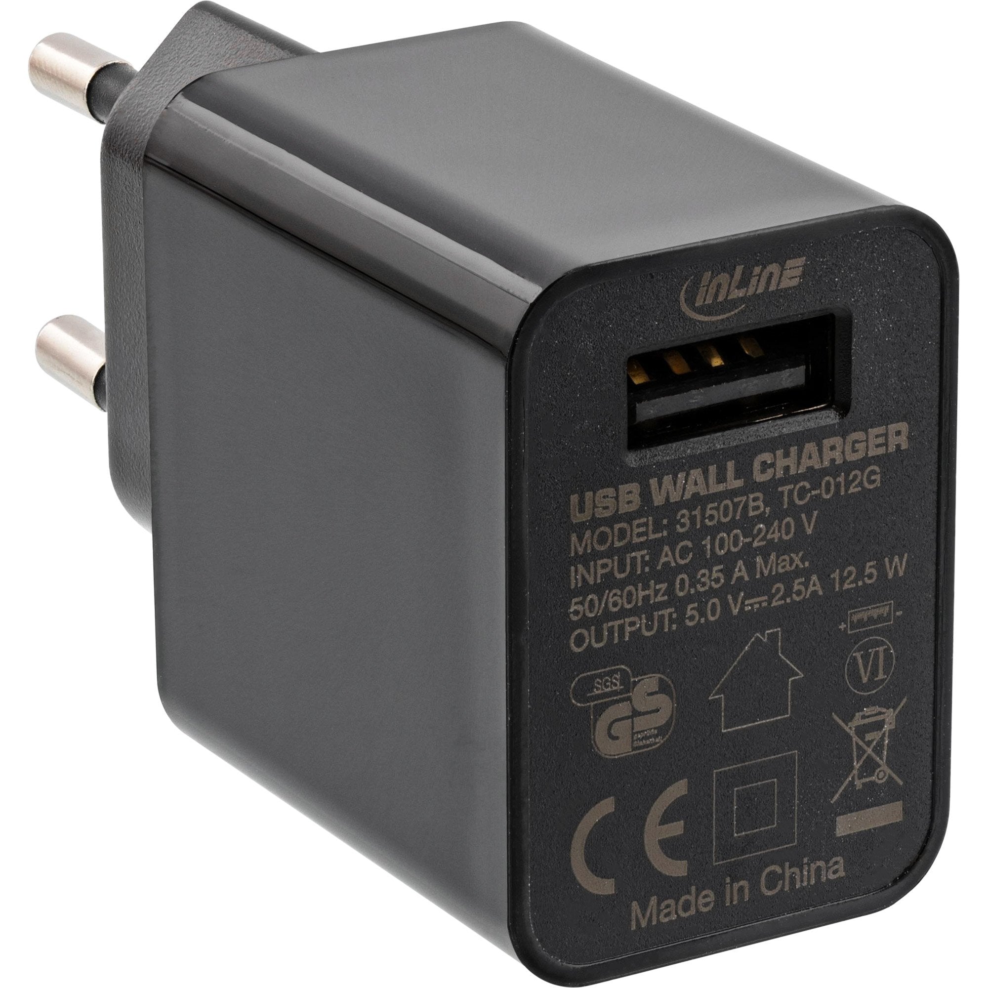Adaptador De Alimentación Usb Inline Simple, 100-240 V A 5 V/2,5 A, Negro
