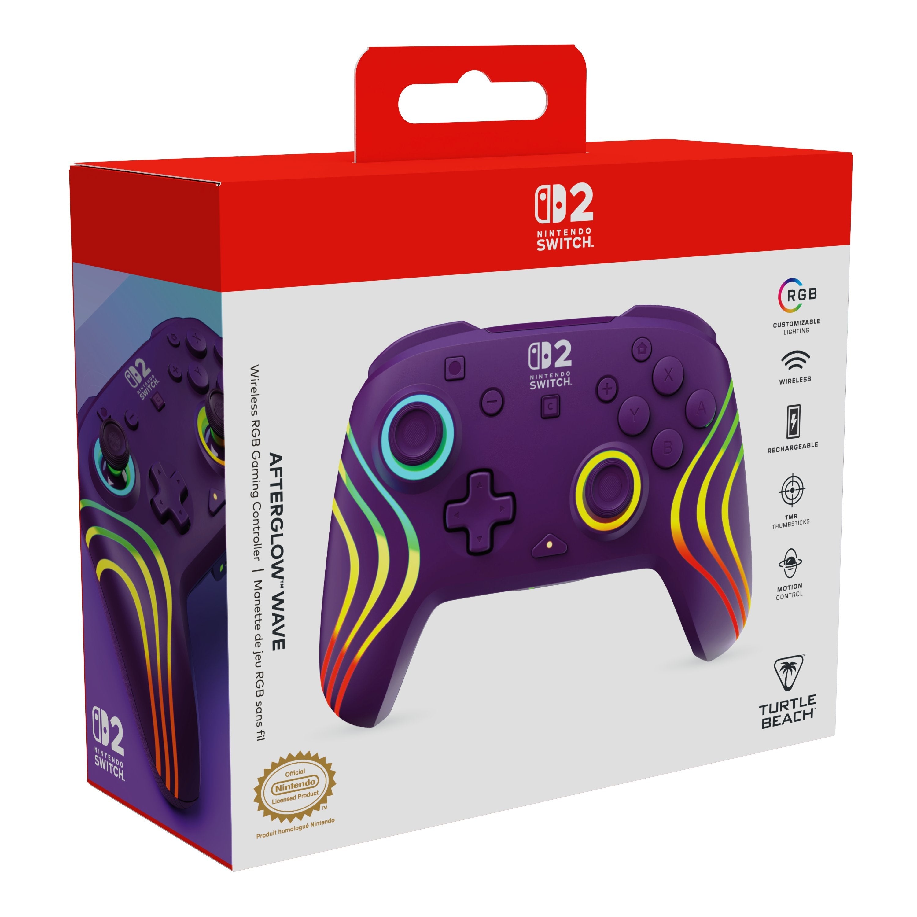 Turtle Beach Afterglow Morado Mando De Juego Rgb Inalámbrico Para Nintendo Switch 2