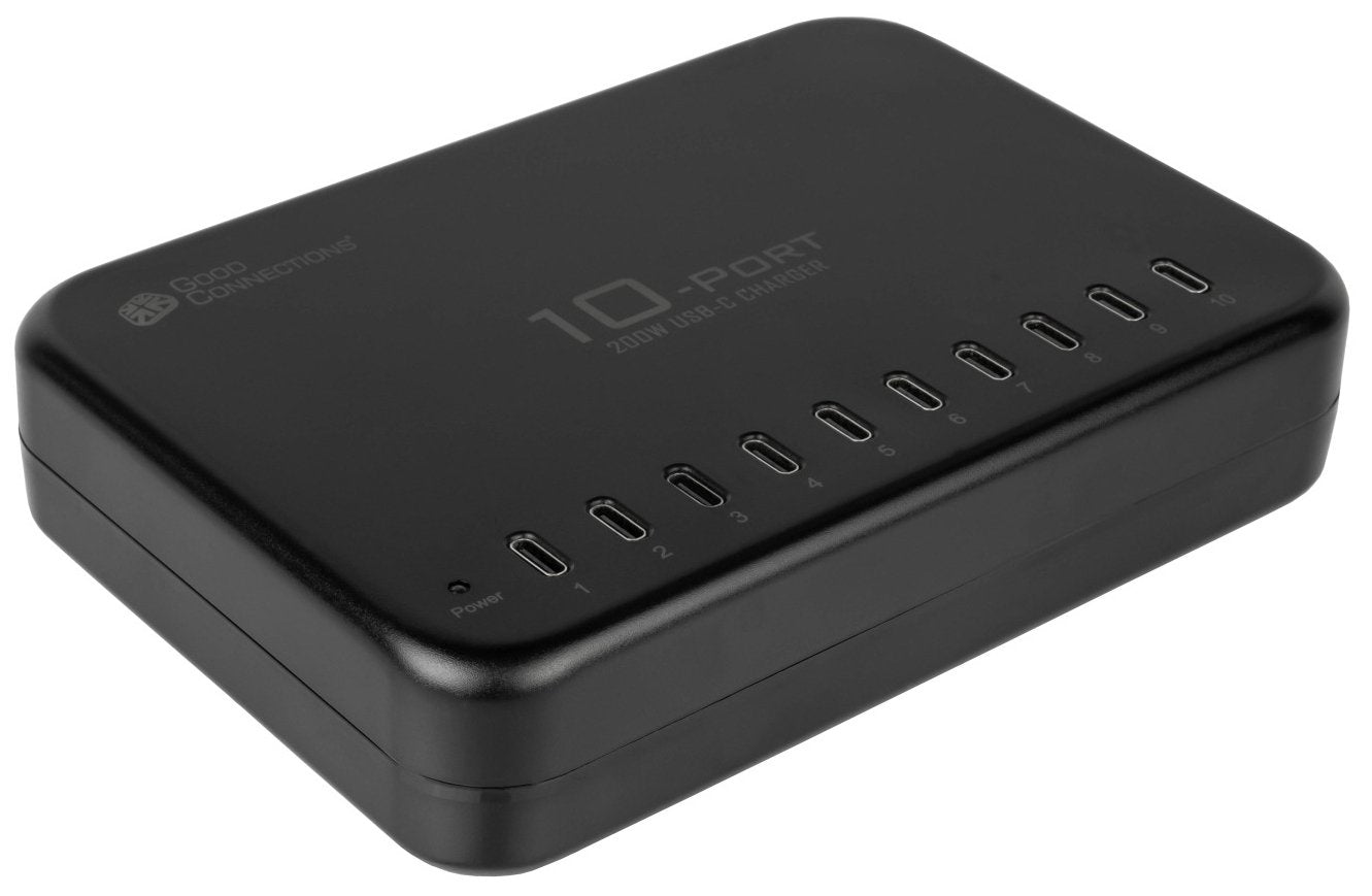 Usb Desktop Schnellladestation 200w 10-Port 10xusb-C Goodconnections Negro