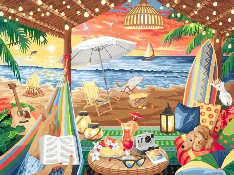 Edición De Lienzo De Ravensburger Creart - Cosy Cabana, Pintura 23911