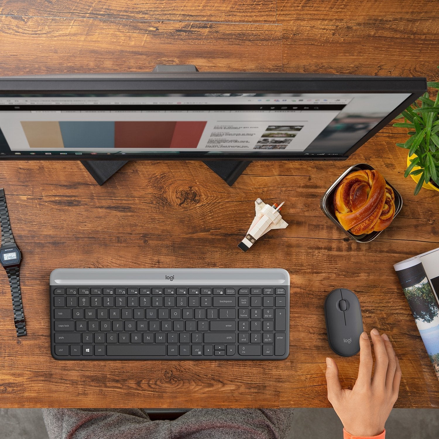 Teclado Belga + Ratón Logitech Mk470 Rf Inalámbrico Azerty Grafito 920-009194