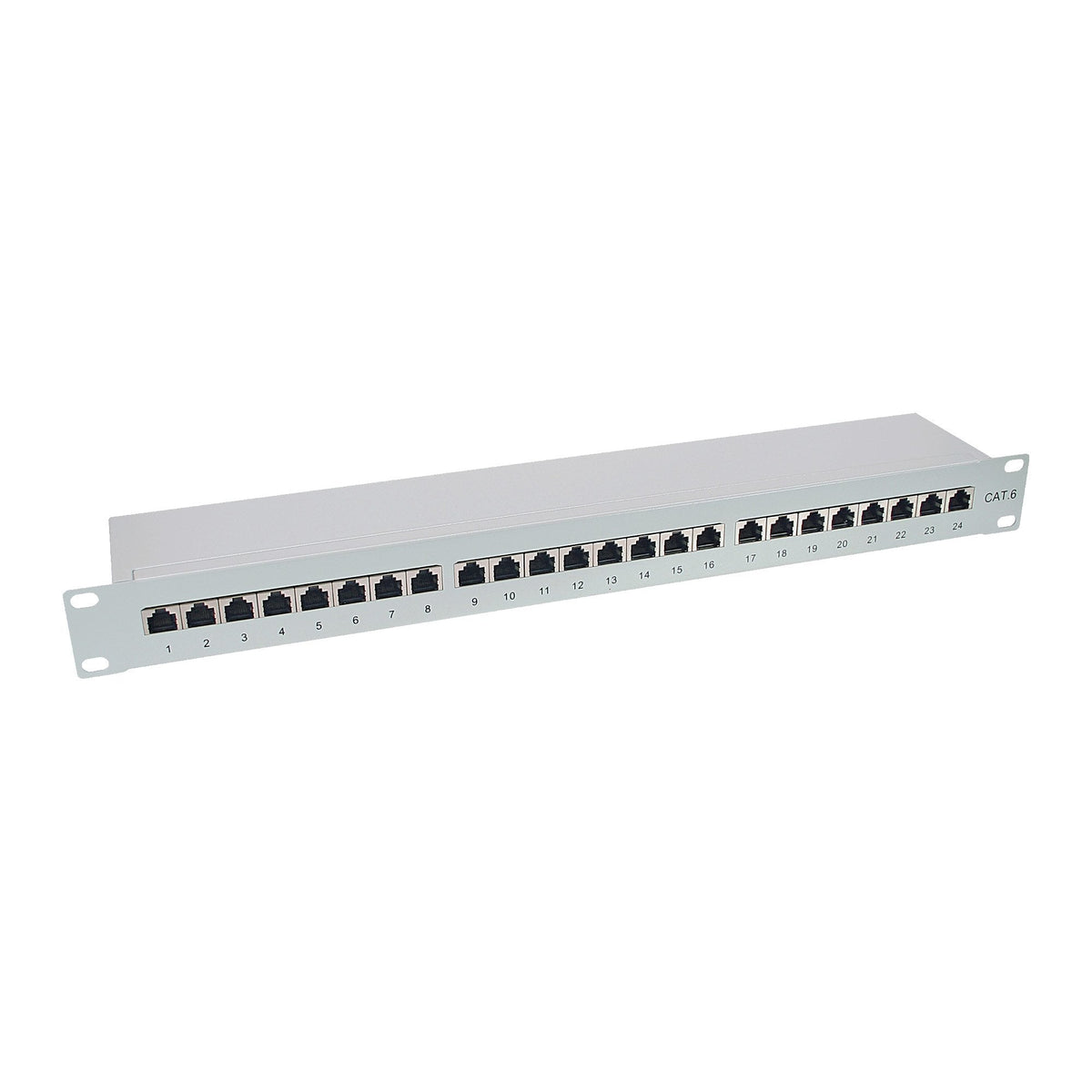 Patch Panel Inline Cat.6 24 Puertos 19" 1he Gris Claro Ral7035