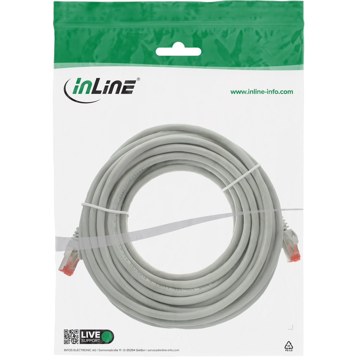 Cable De Red Inline S/Ftp Pimf Cat.6 250mhz Pvc Gris Cobre 30m
