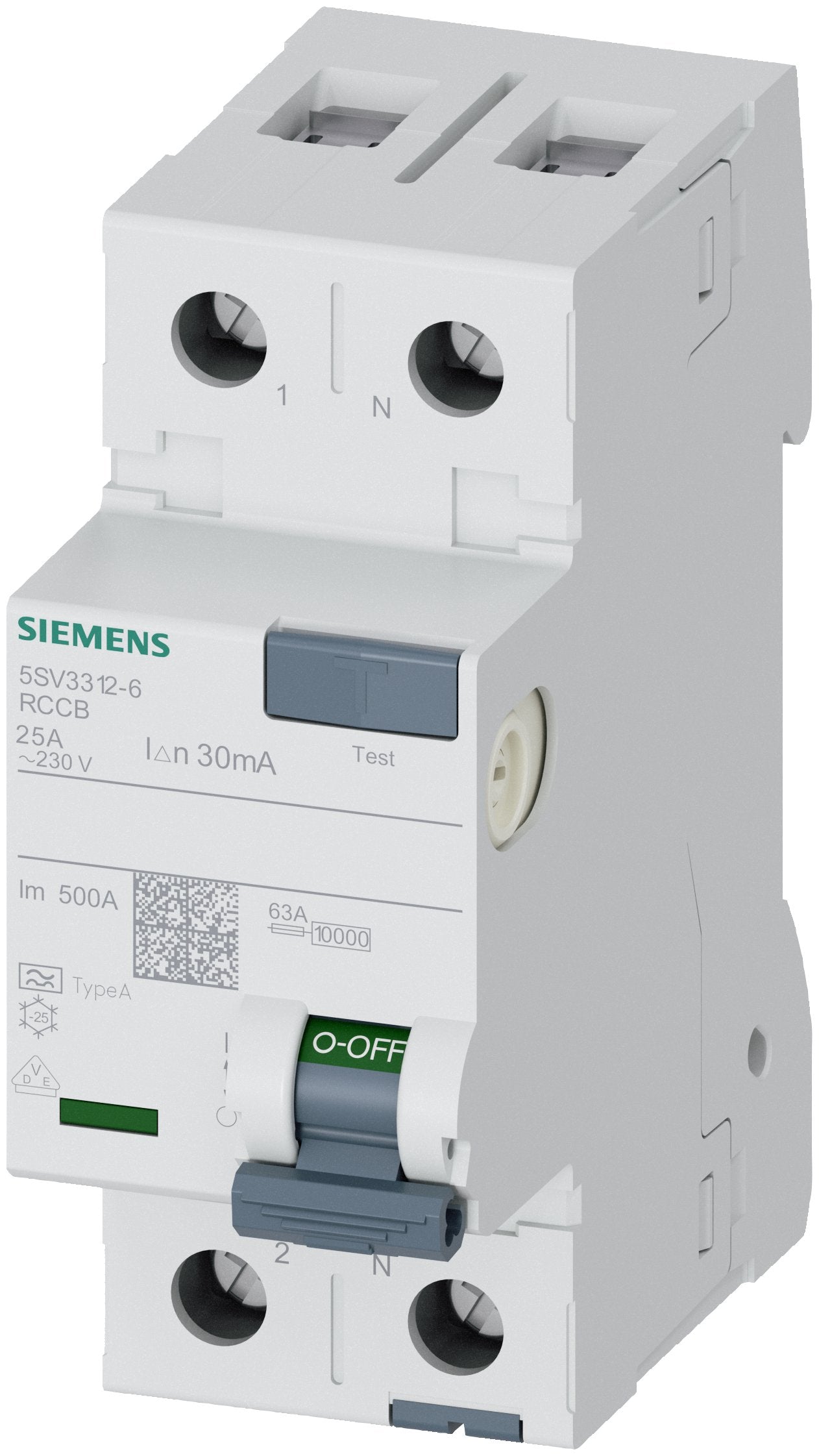 Siemens Fi-Schalter 2x25a 5sv33126 Typ A 25a 1+N-Pol 30ma 230v 2te