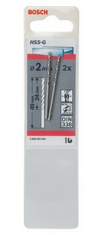 Bosch Broca Para Metal Hss-G, Din 338,  2mm 2608585908