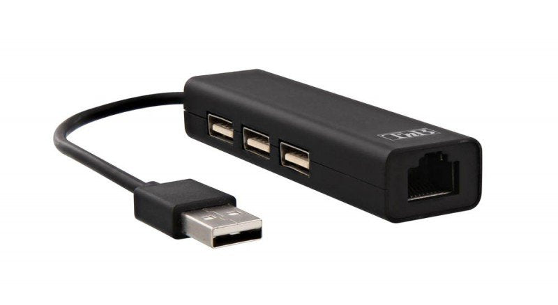 Tnb Hub With 3 Usb 2.0 Ports And Rj45 Female Port - Black