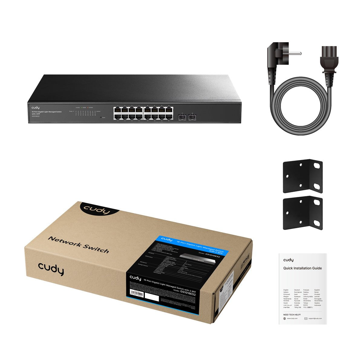 Cudy Switch Gs1016es2 - 16 Ports - 16x Ge (10/100/1000) - 2x Sfp