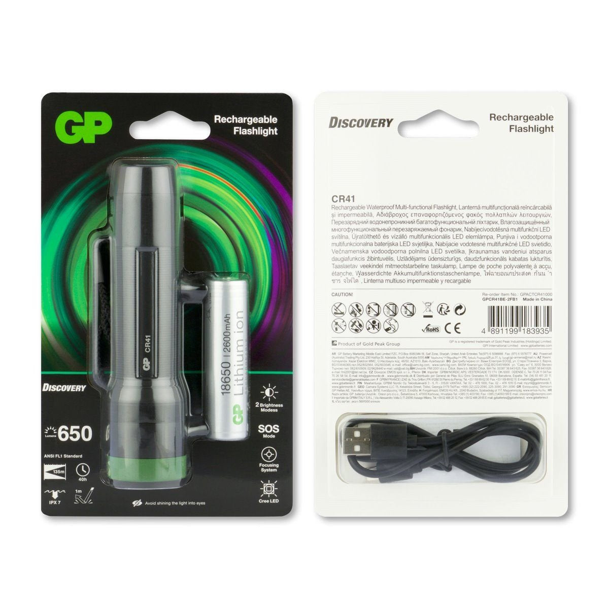 Linterna Gp Cr41 650 Lumen 1 X 18650 260gpactcr41000