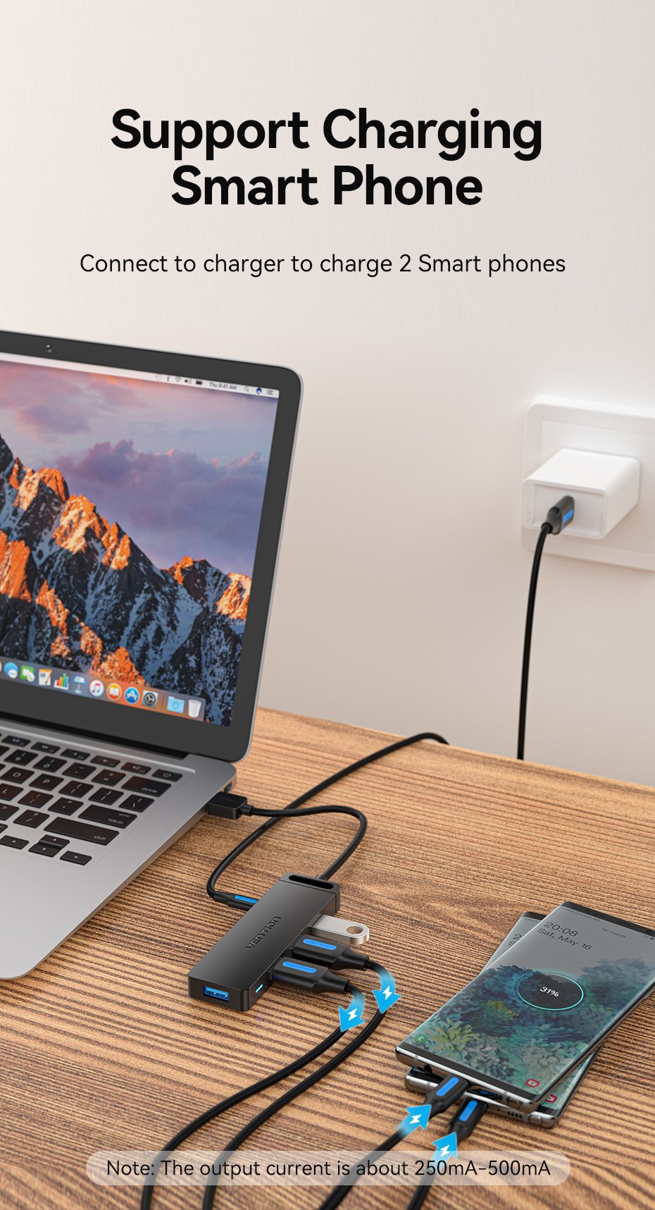 Hub Usb 3.0 Vention Chlbd 4xusb Microusb Pd 50cm