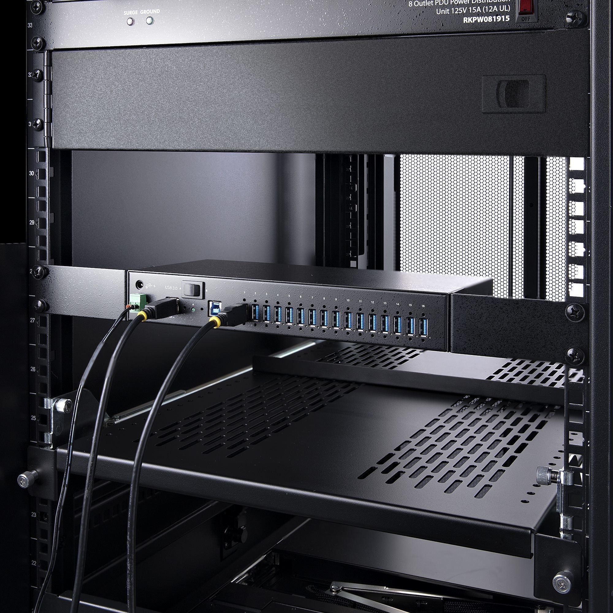 Startech.Com Hub Ladrón Usb 3.0 5gb De 16 Puertos Industrial - Metal - Montaje En Rack/Superficie/Din - Carga Compartida Usb 120w - Esd - Bloque De Terminales - Switch De 2 Hosts