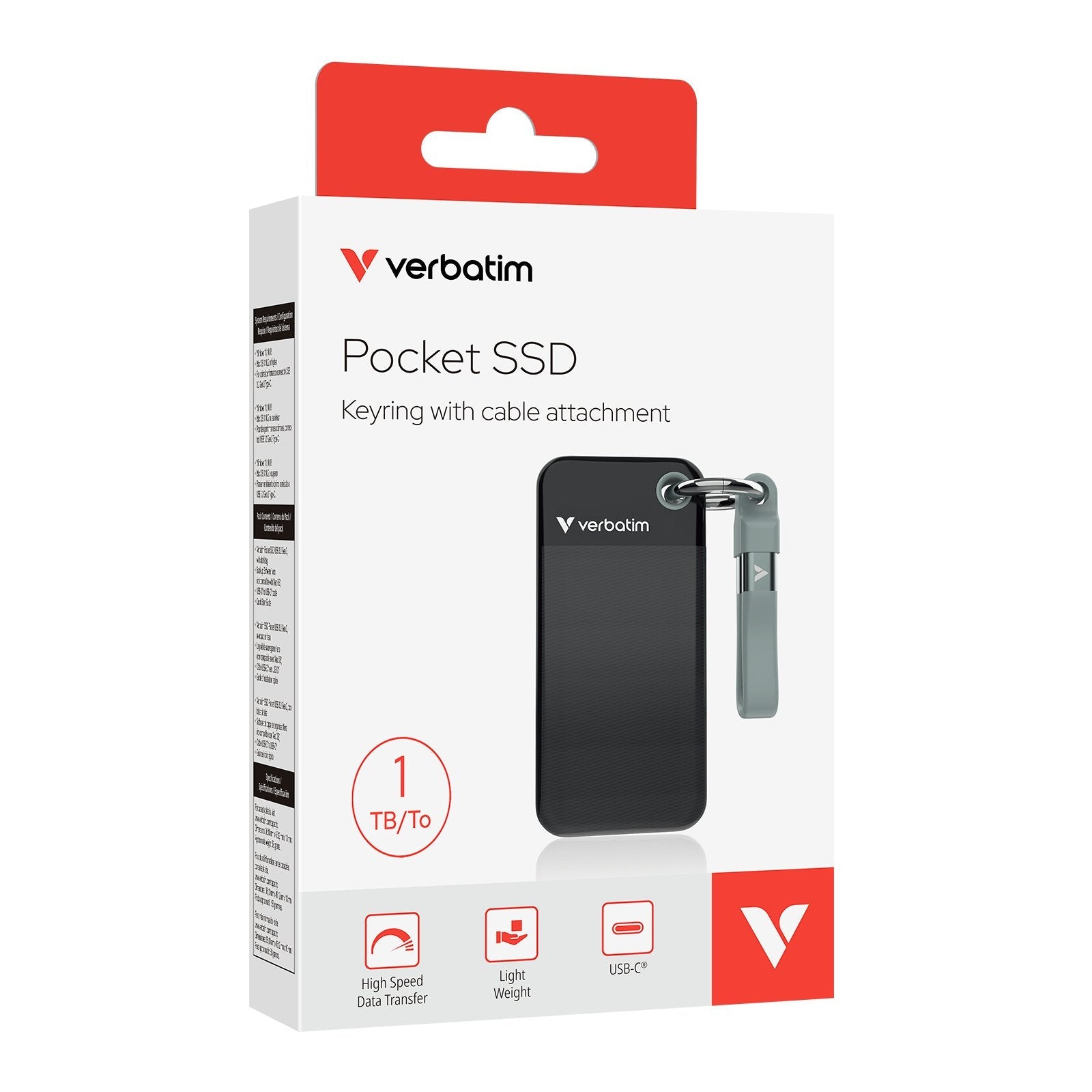 Verbatim Pocket Ssd 1 Tb Usb Tipo C 3.2 Gen 2 (3.1 Gen 2) Negro, Gris