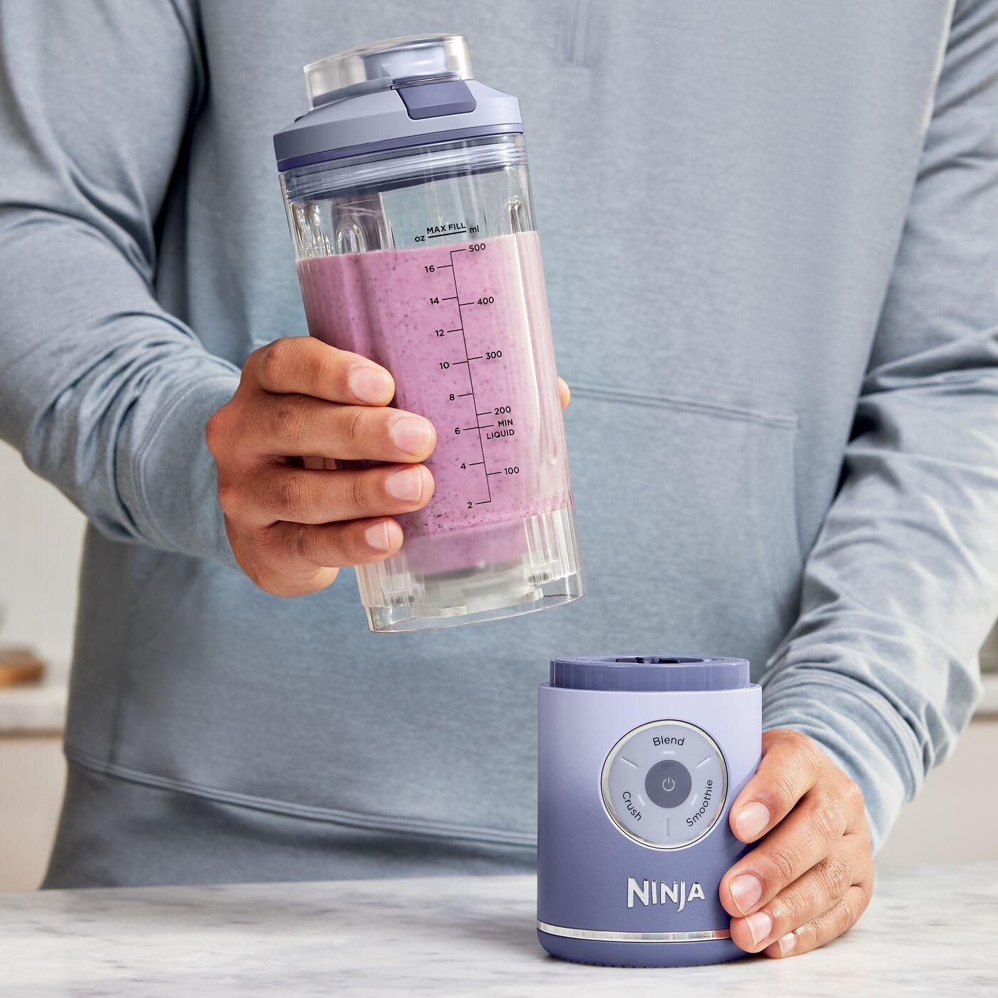 EAN 0622356320795 - Ninja BC251EULD licuadora 0,57 L Batidora de vaso portátil Lavanda, Transparente imagen 6