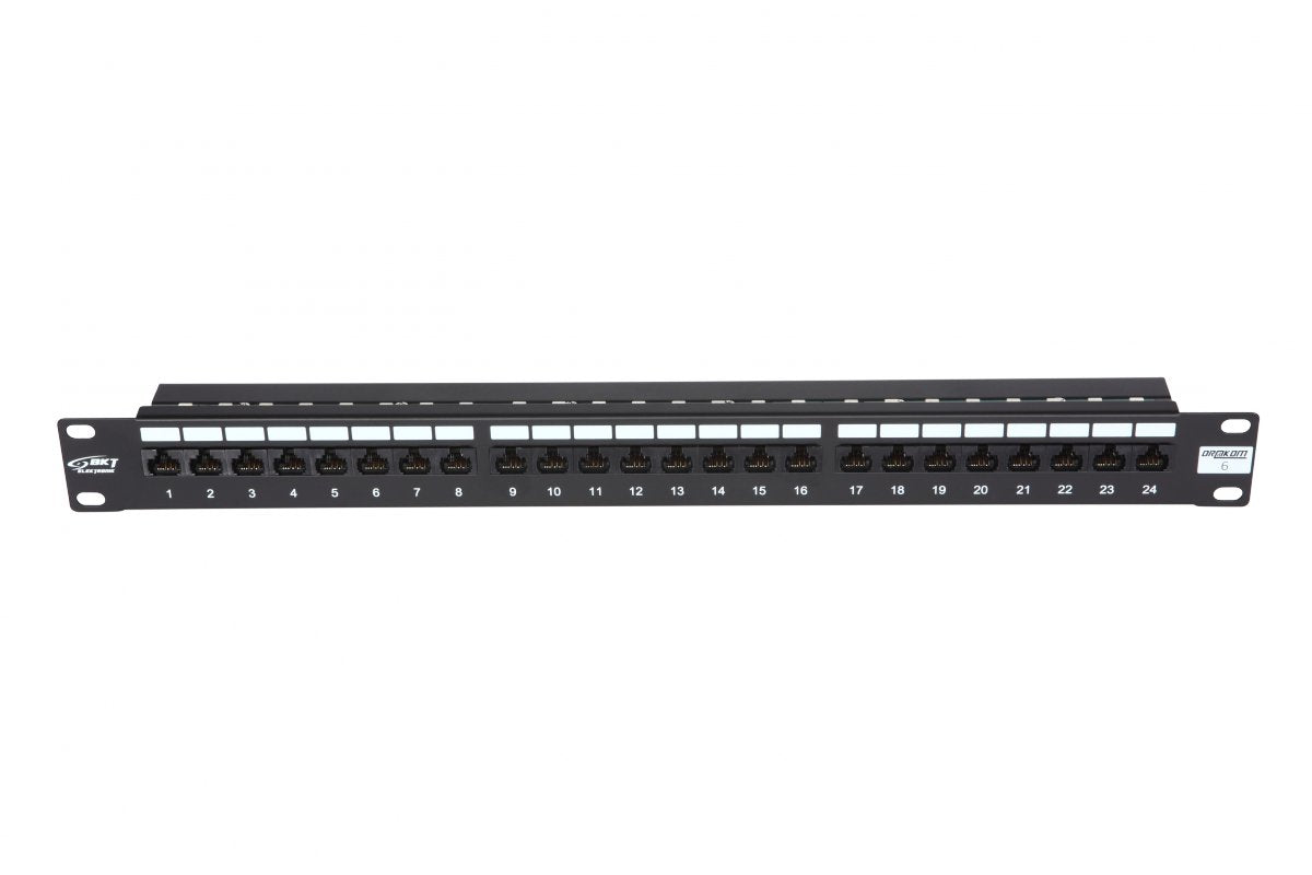 19" Patch Panel 24xrj45  Unshielded Cat6 1u Black