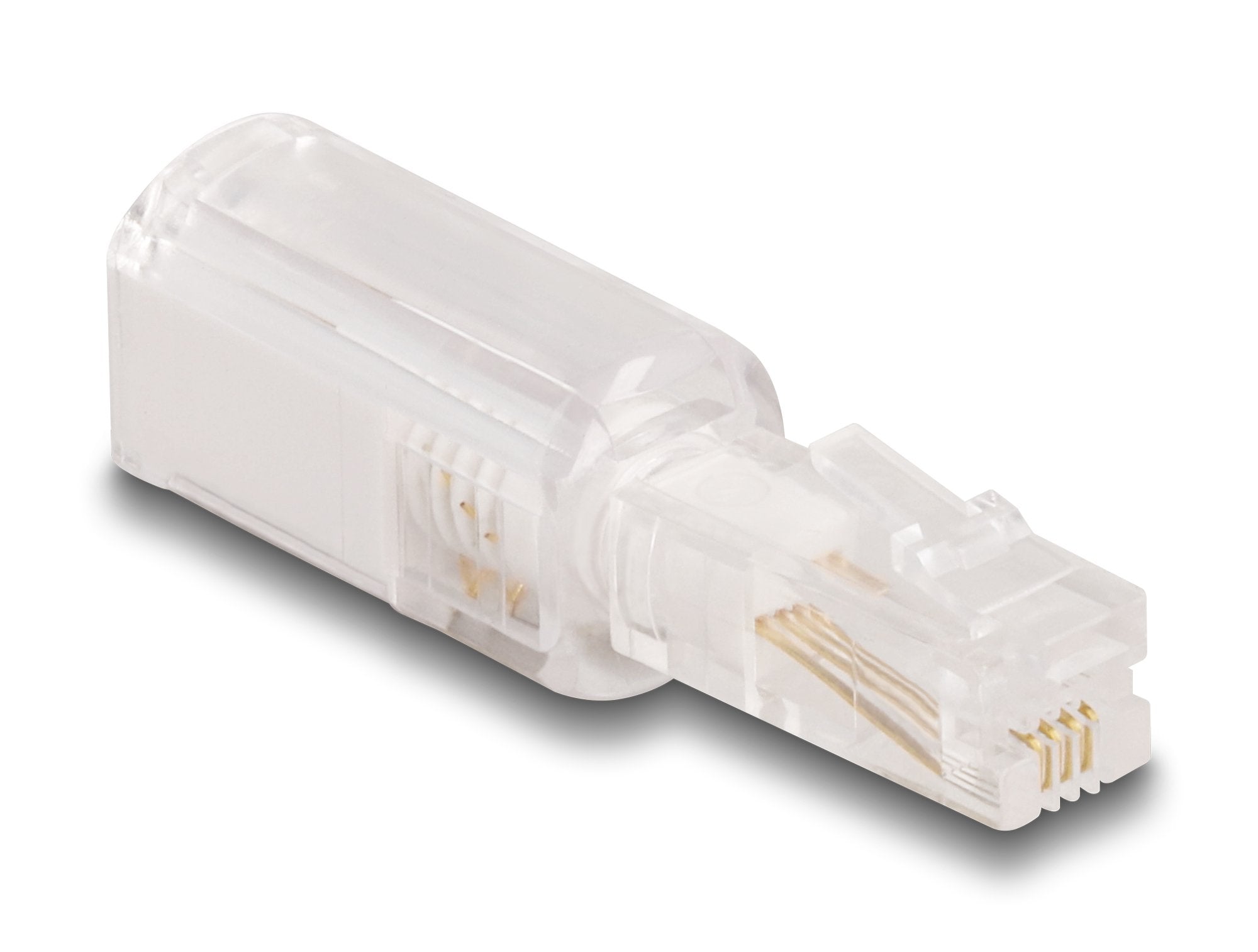 Delock 88169 Cable Telefónico Adaptador Antitorsión Rj10 Macho A Rj10 Hembra Transparente / Blanco