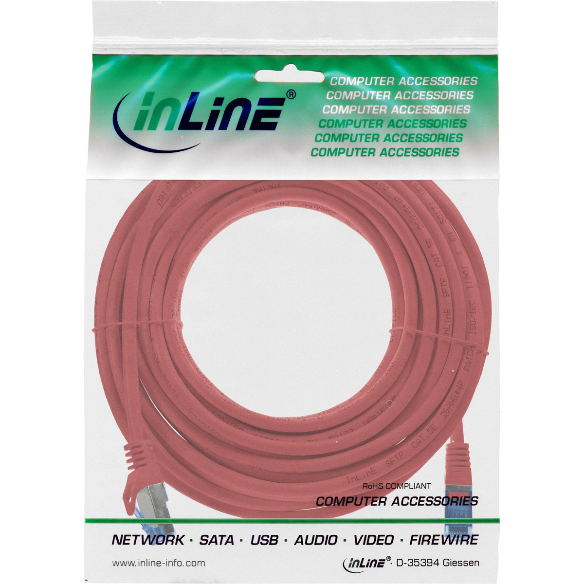 Inline® Patch Cable, Cat.6a, S/Ftp, Tpe (Lszh), Cca, Rojo, 10m