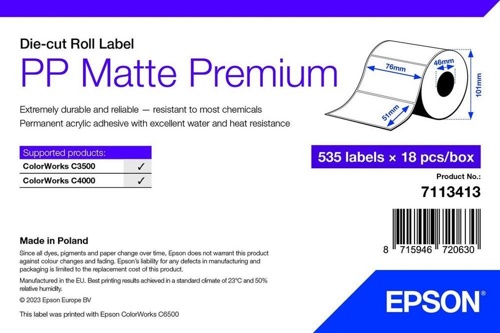 Epson 7113413 Etiqueta De Impresora Blanco 76x51mm 535 Labels