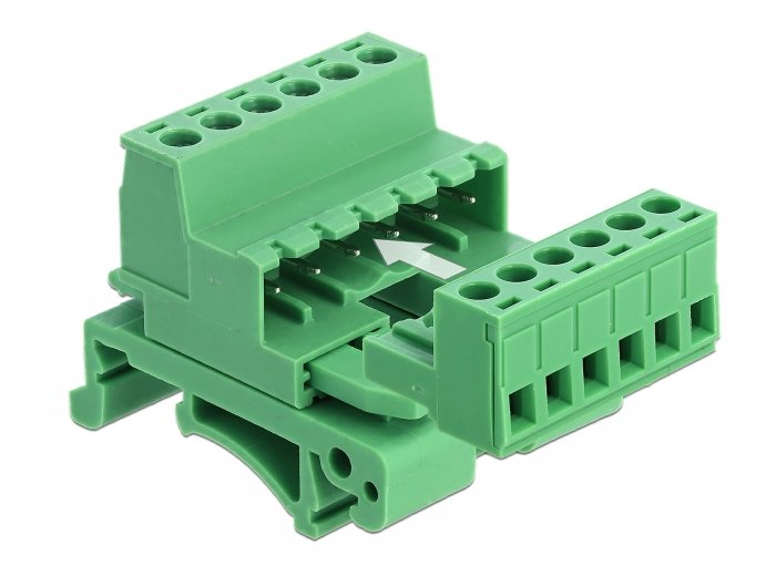 Delock Terminalblock Set Für Hutschienen 6 Pin Mit Rastermass 5,08 Mm Gewinkelt