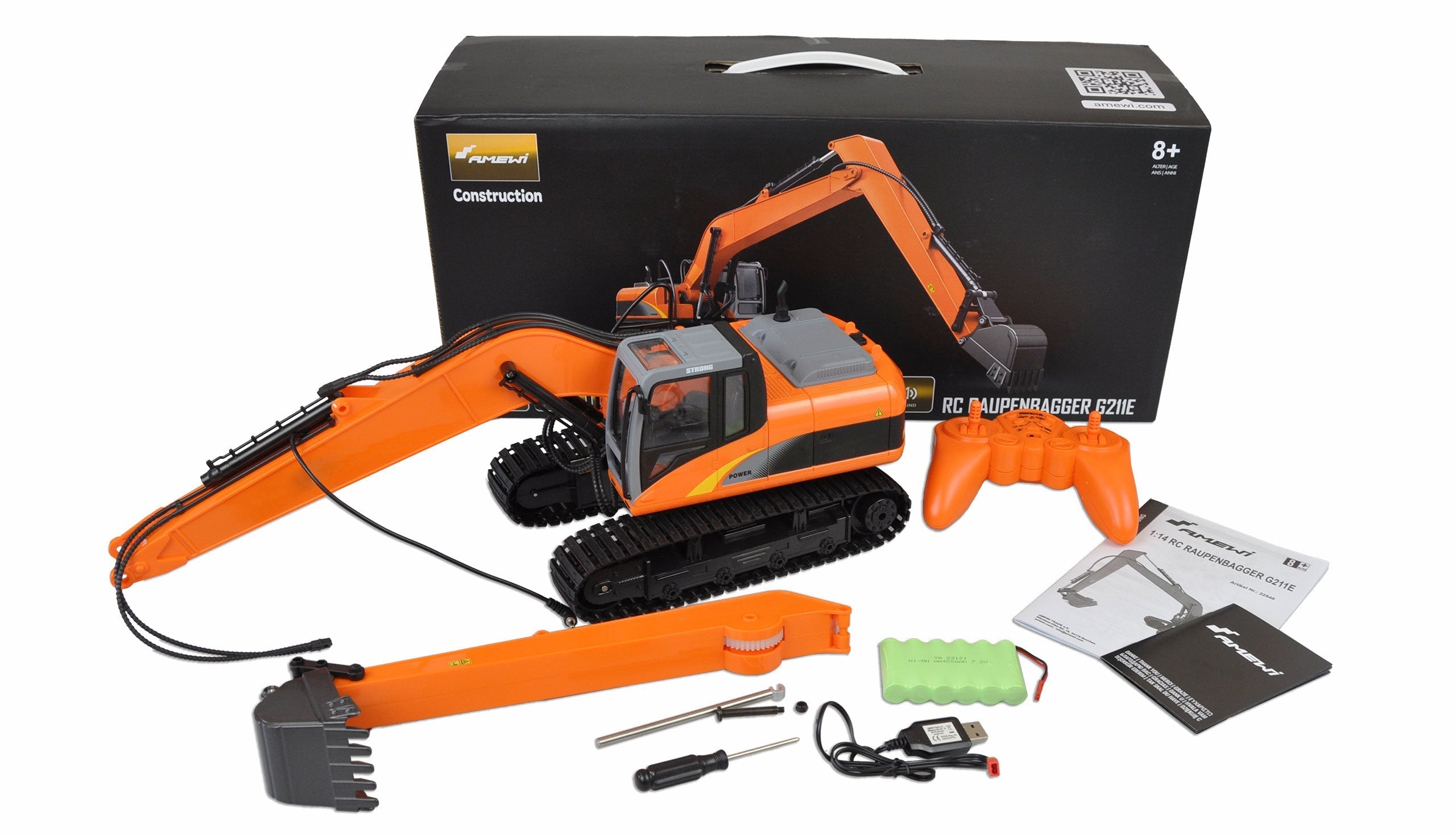 Amewi Rc Bagger G211e Naranja Ni-Mh Akku 400mah 8+