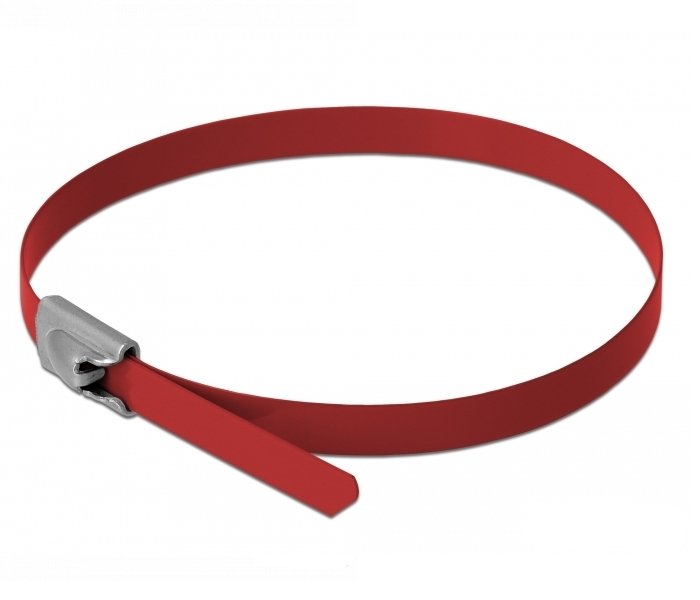 Delock Edelstahlcablebinder L 400 X B 4,6 Mm Rot 10 Stück