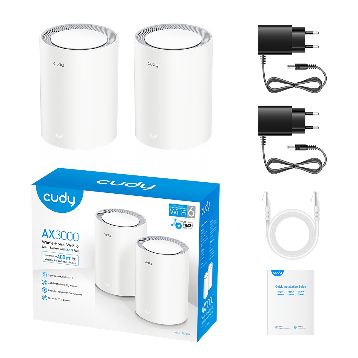 EAN 6971690793241 - Cudy M3000(2-PACK) V2.0 sistema Wi-Fi Mesh (Wi-Fi en malla) Doble banda (2,4 GHz / 5 GHz) Wi-Fi 6 (802.11 imagen 3