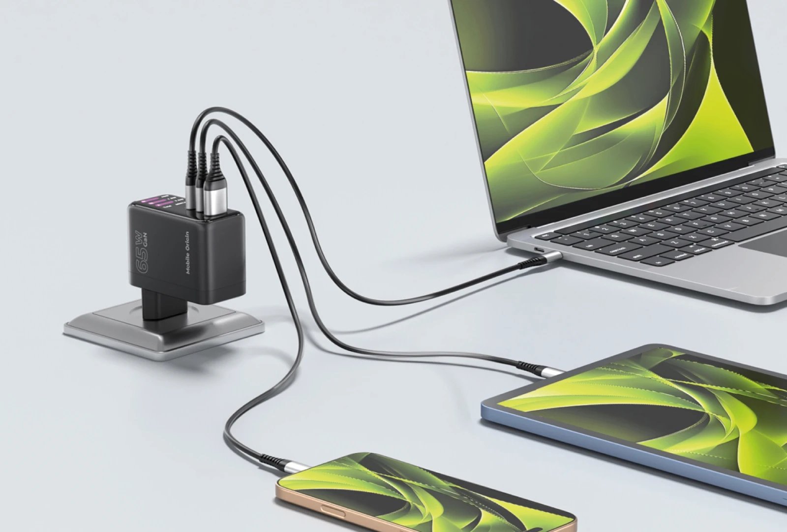 Mobile Origin 65w Gan Charger Pw20 2x Usb-C + Usb-A