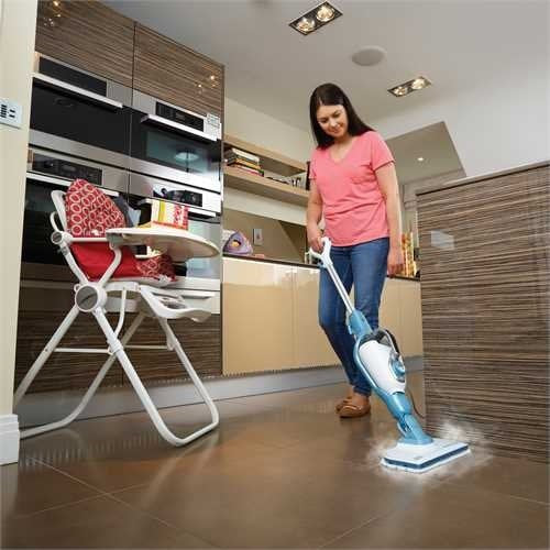 EAN 5035048648186 - Black & Decker 9IN1 Steam-mop Fregona a vapor 0,5 L 1300 W Turquesa, Blanco imagen 2