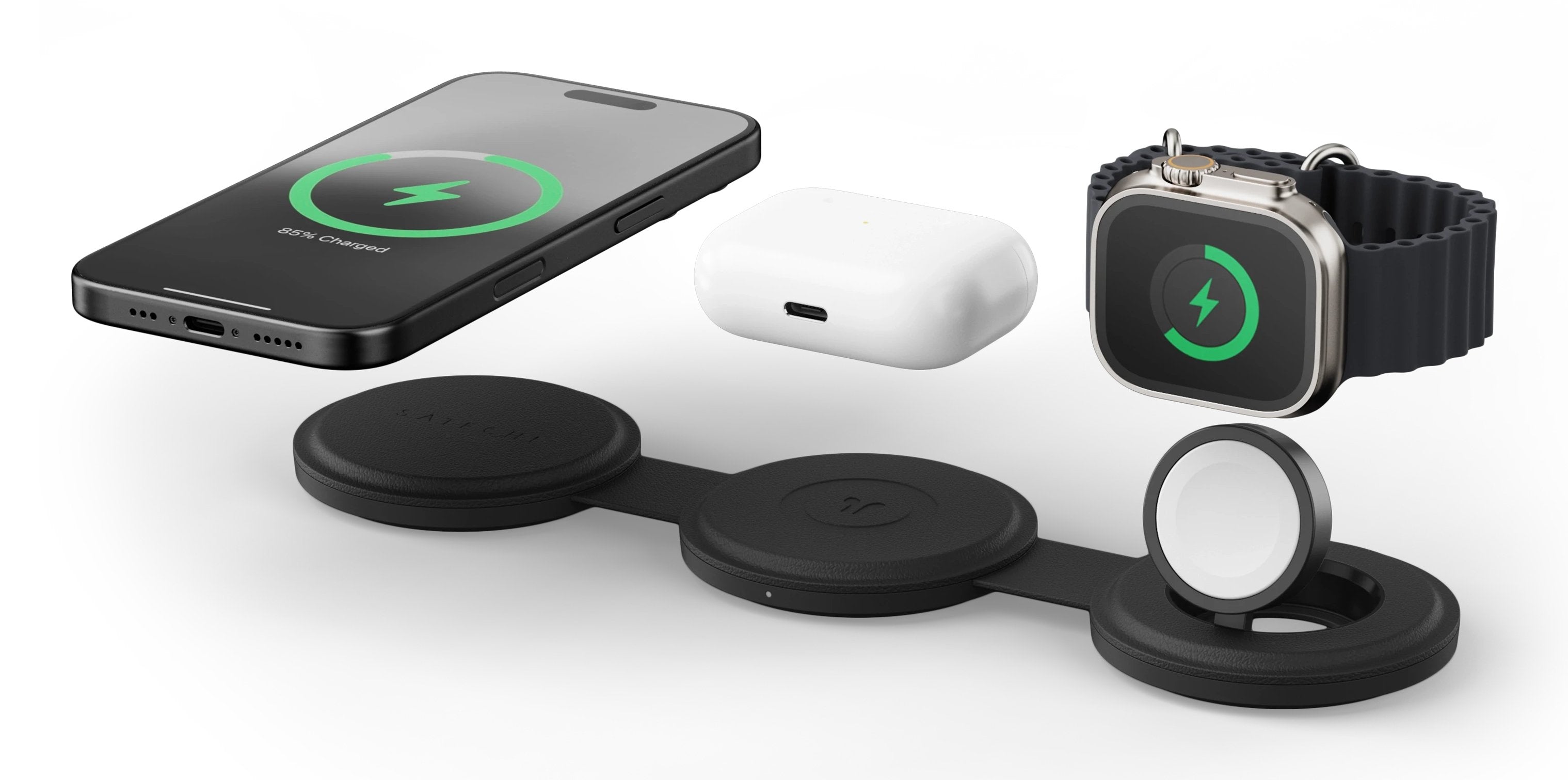 Onthego Wireless Charger Con Qi2, Negro, 3 In 1, 15w, St-Qtg31k