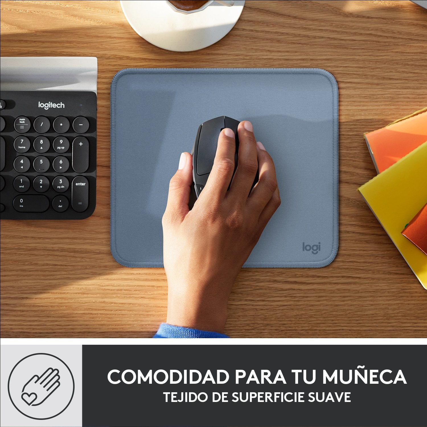Alfombrilla Logitech Mouse Pad Azul Gris 956-000051