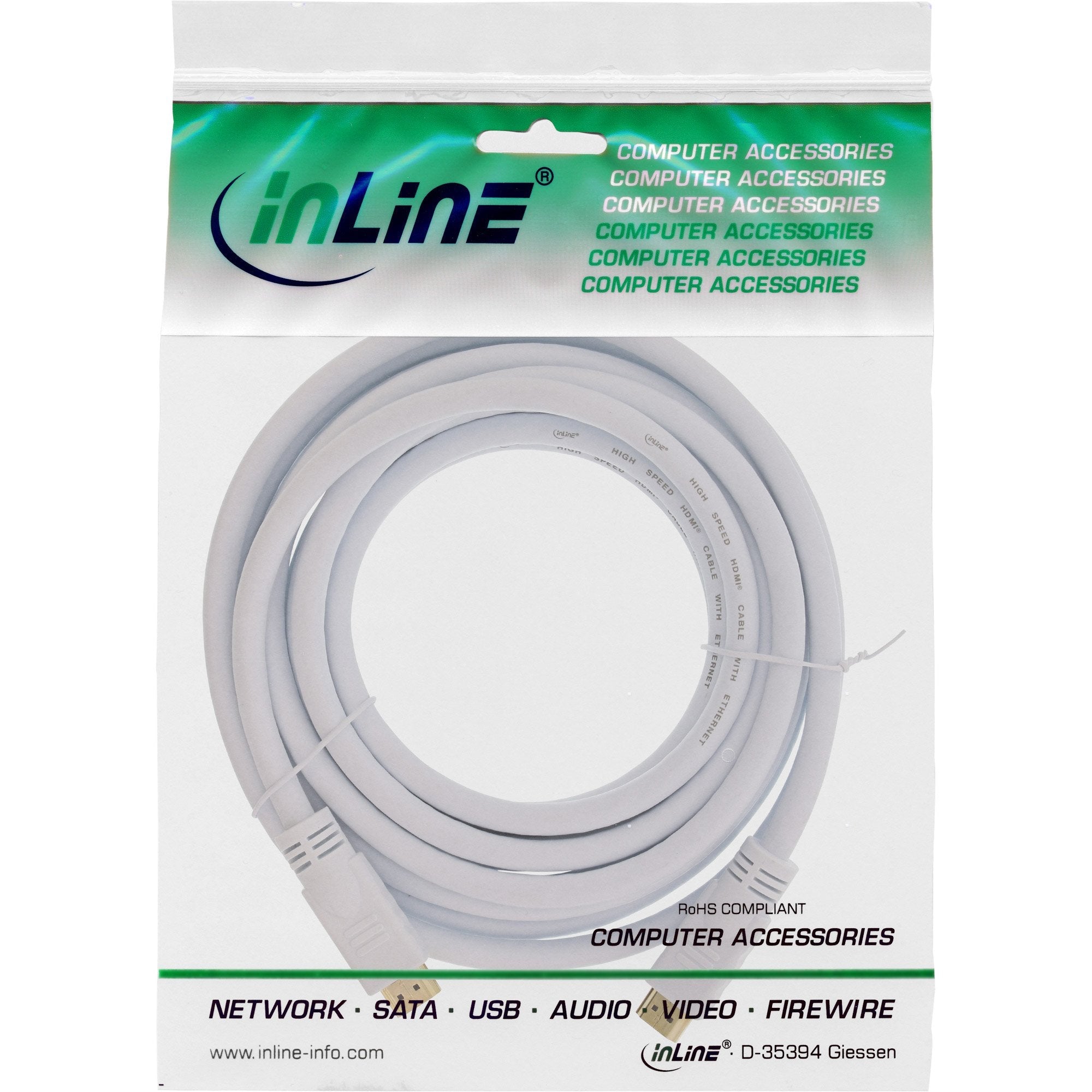 Cable Hdmi De Inline Con Ethernet Macho A Macho Blanco 7,5m