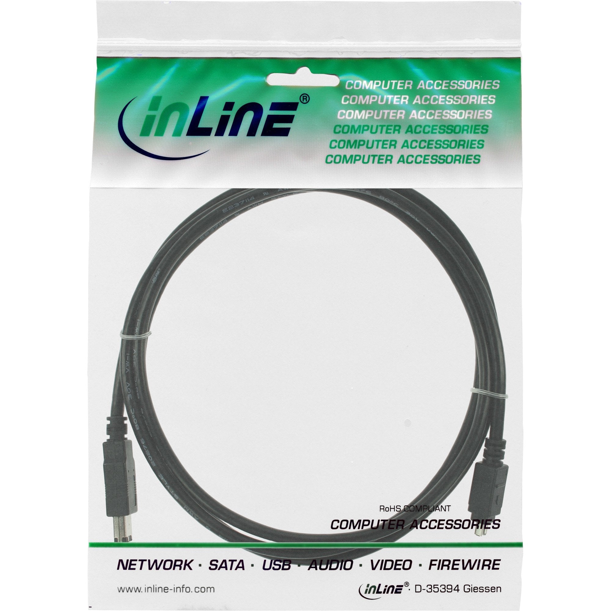 Inline Firewire 400 1394 Cable De 6 A 4 Pines Macho De 1,8 M