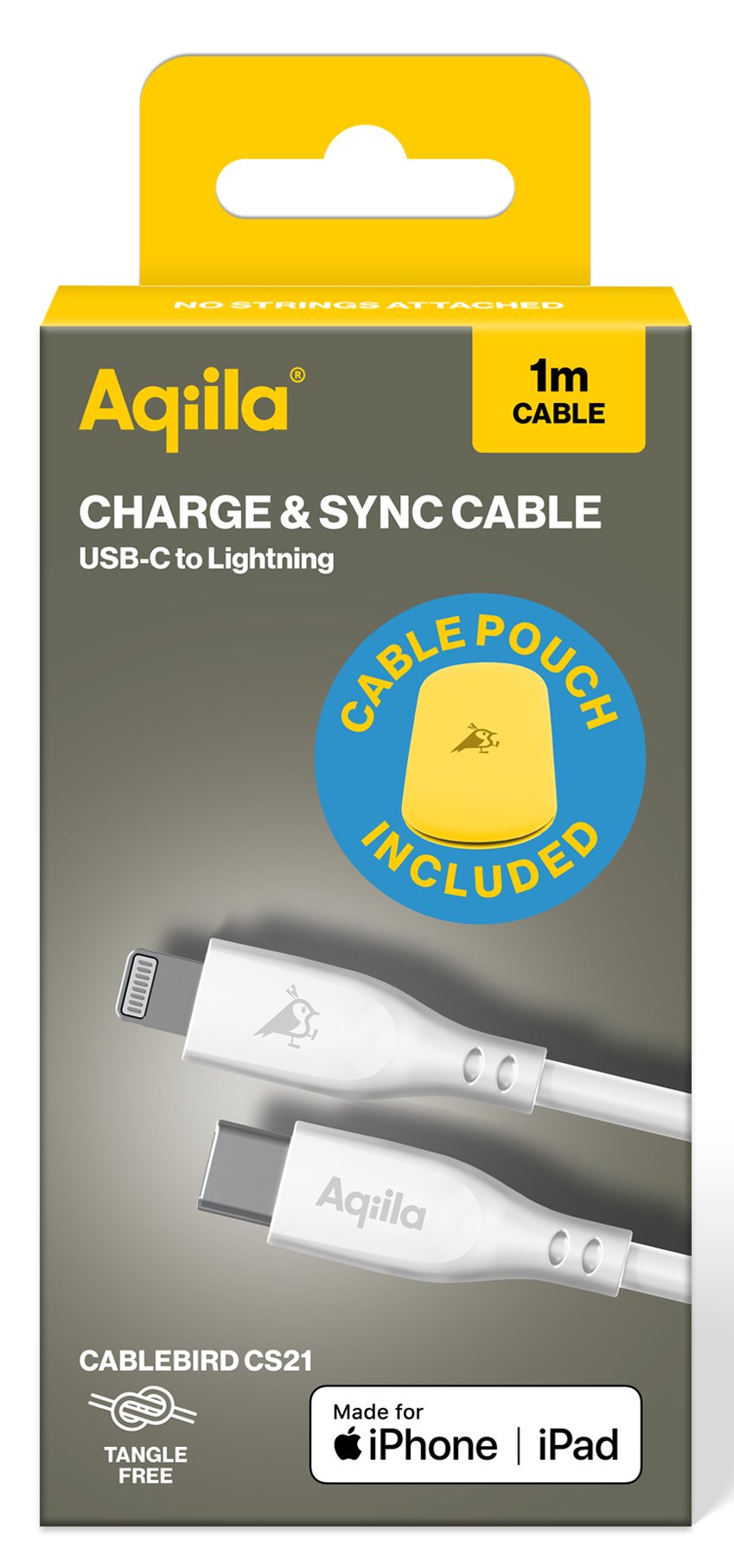 Aqiila Cablebird Cs21 Lade-/Sync Kabel 60w Type C Lightning 1m