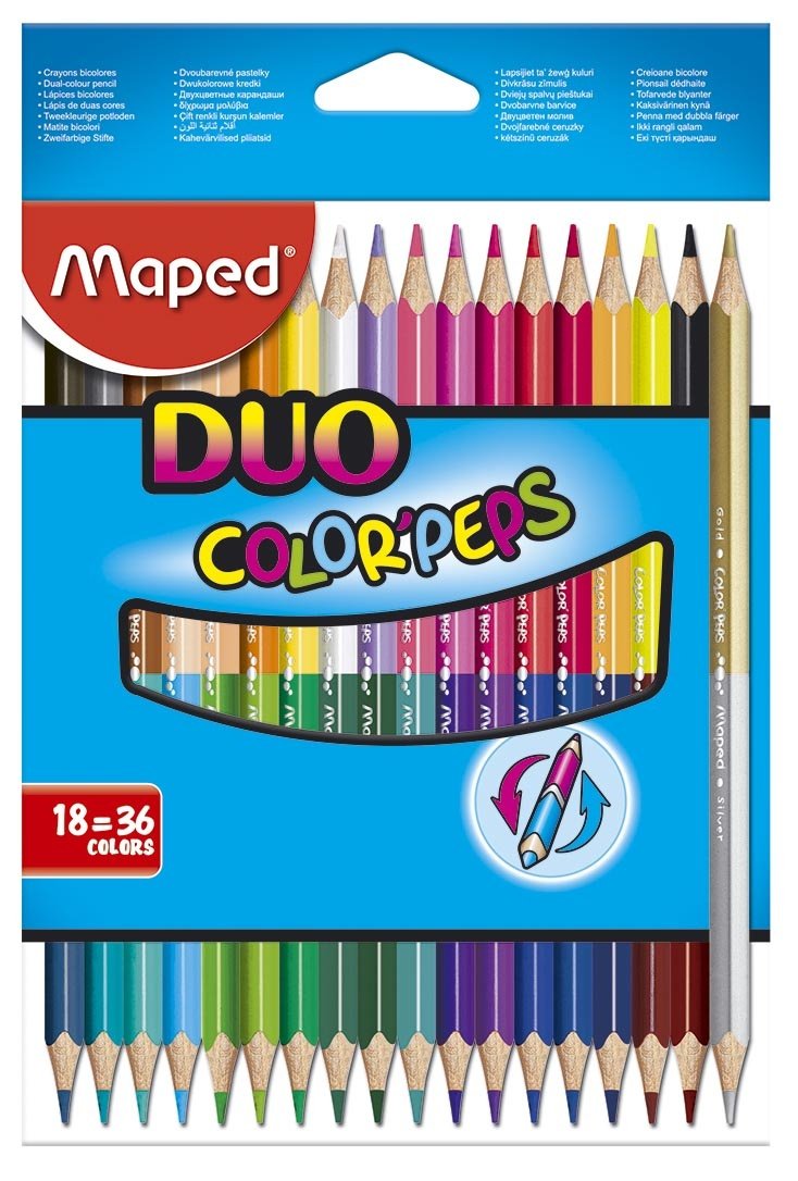 Maped Lápices De Colores Duo Color´Peps Bicolor Estuche De 18x2 C/Surtidos