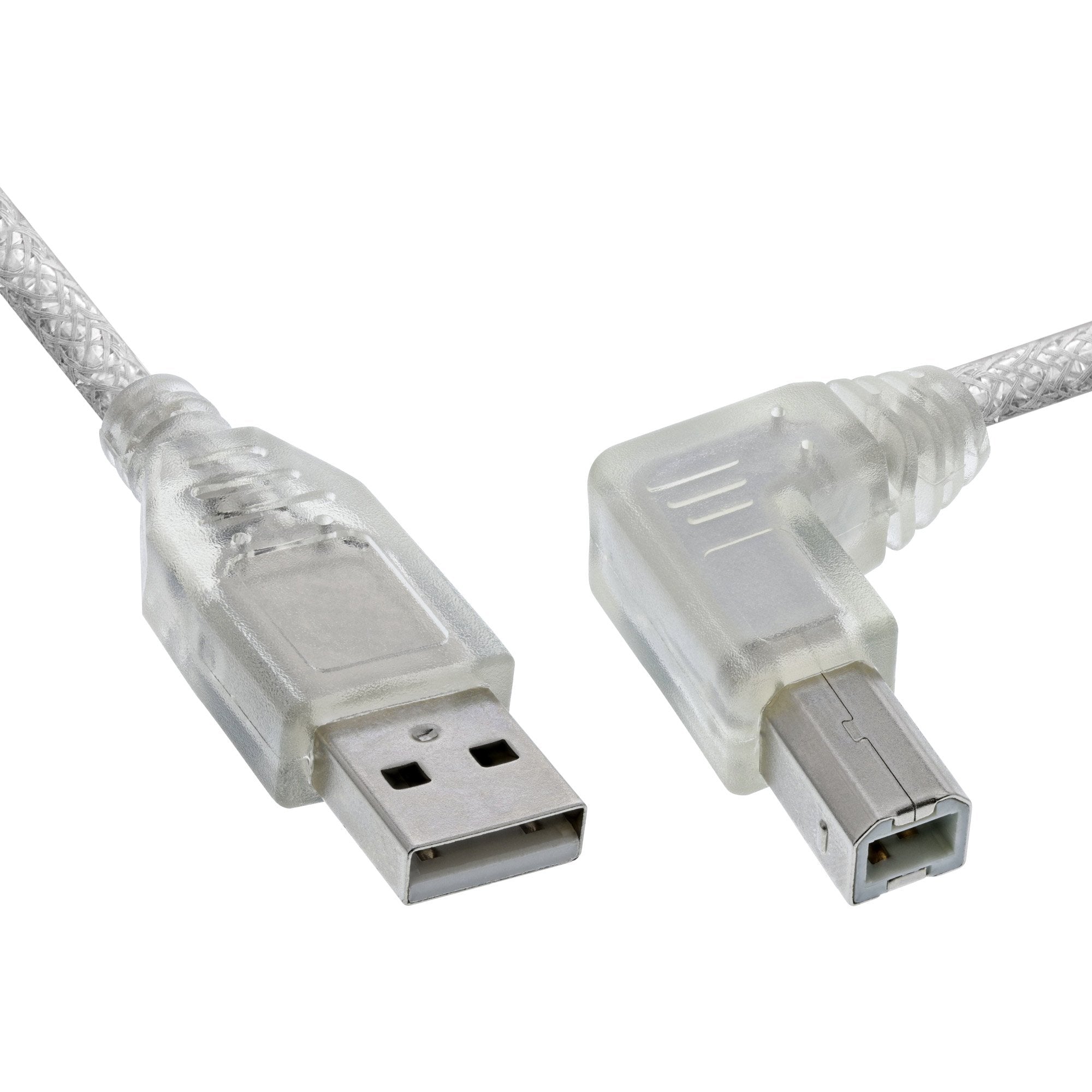 Inline Usb 2.0 Cable En Ángulo Recto Tipo A Macho A B Macho Transparente 0,5 M