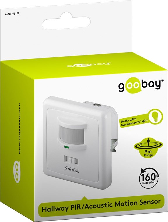 Sensor De Movimiento Acustico Pir Empotrado Blanco Goobay