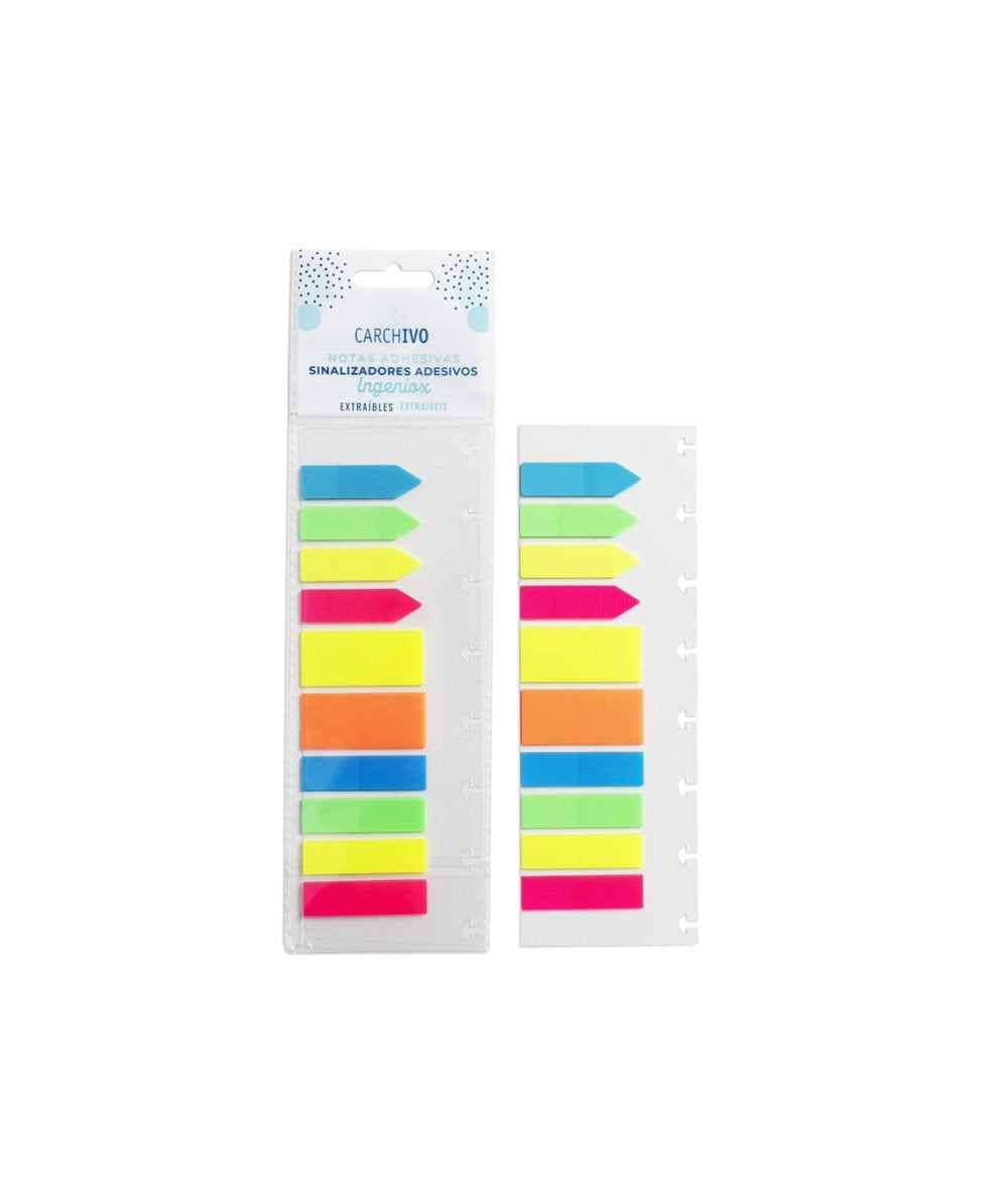 Carchivo Notas Ingeniox Adhesivas Pp Traslúcido Colores Neon 10x20mm Blister